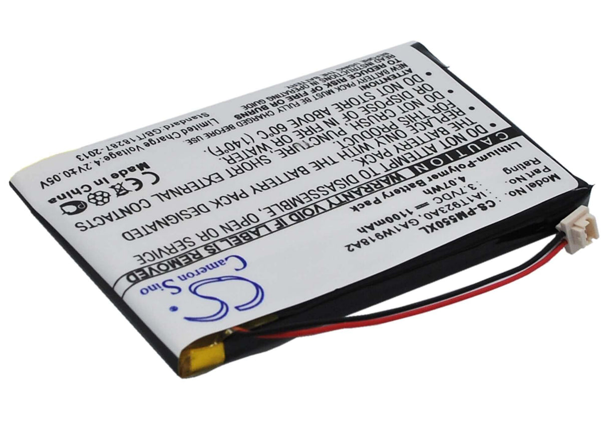 3.7V, Li-Polymer, 1100mAh, PDA battery fits Palm, Ga1w918a2, M550, Tungsten T1, 4.07Wh PDA, Pocket PC Cameron Sino Technology Limited