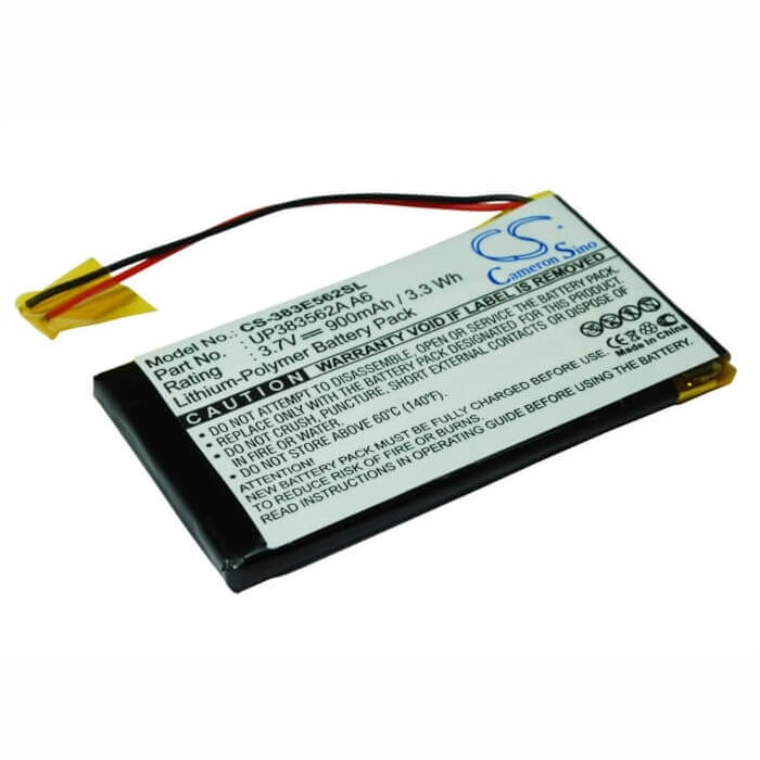 3.7V, Li-Polymer, 900mAh, batterie PDA compatible avec Palm, Up383562a A6, Tungsten E, 3.33Wh PDA, Pocket PC Cameron Sino Technology Limited