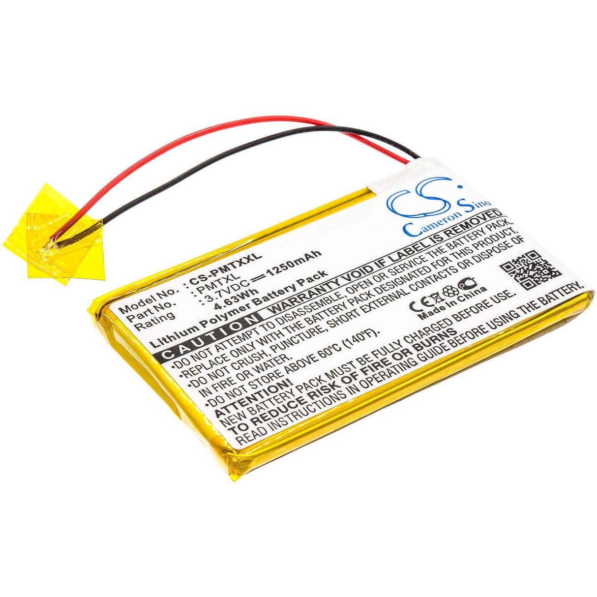 3.7V, Li-Polymer, 1250mAh, PDA battery fits Palm, Tungsten Tx, 4.63Wh PDA, Pocket PC Cameron Sino Technology Limited