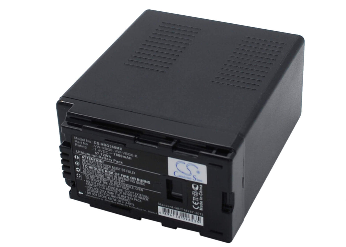 7.4V, Li-ion, 7800mAh, Camera battery fits Panasonic, Vw-vbg6, Ag-ac130, Ag-ac130a, 57.72Wh Camera Cameron Sino Technology Limited (Camera)