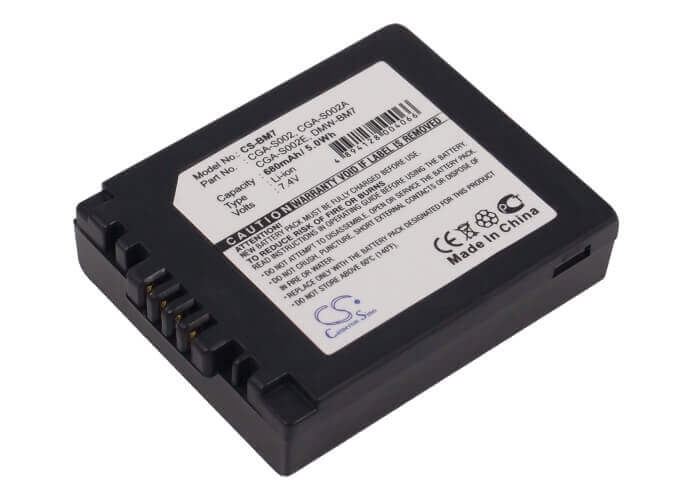 7.4V, Li-ion, 680mAh, Camera battery fits Panasonic, Cga-s002, Dmc-fz10, Dmc-fz10eb, 5.032Wh Camera Cameron Sino Technology Limited (Camera)