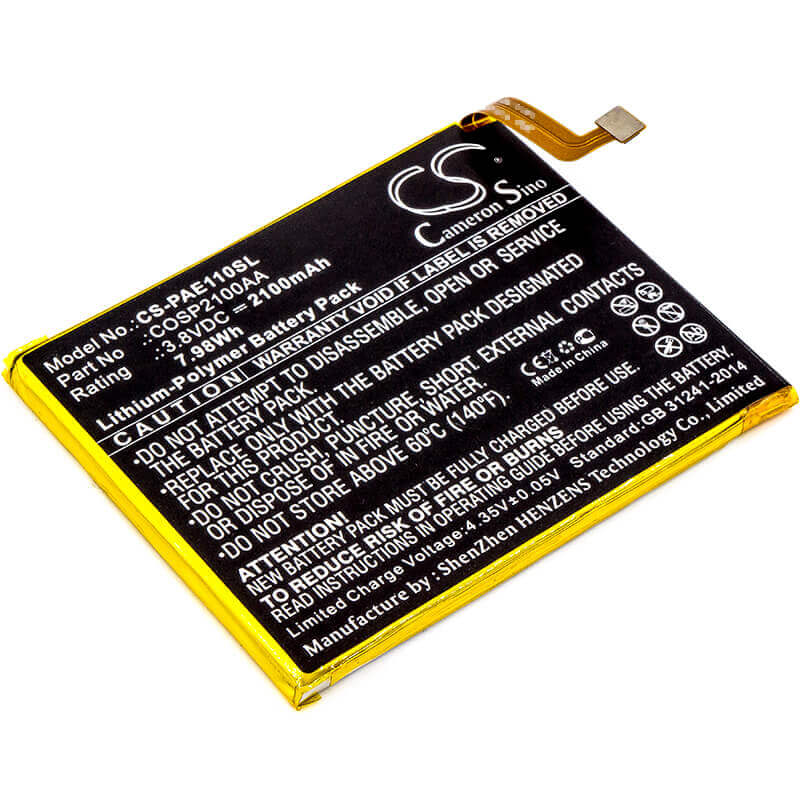 3.8V, Li-Polymer, 2100mAh, SmartPhone battery fits Panasonic, Cosp2100aa, Eluga A, Eluga S, 7.98Wh Mobile, SmartPhone Cameron Sino Technology Limited (Suspended)