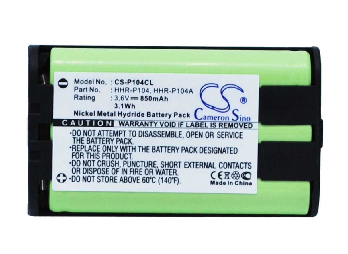 Battery For Panasonic, Hhr-p104, Hhr-p104a, P104a/1b, 3.6v, 850mah - 3.06wh Cordless Phone Cameron Sino Technology Limited (Cordless Phone)