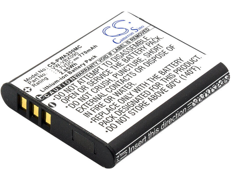 3.7V, Li-ion, 770mAh, Camera battery fits Panasonic, Vw-vbx090, Hx-wa03, Hx-wa03h, 2.849Wh Camera Cameron Sino Technology Limited (Camera)