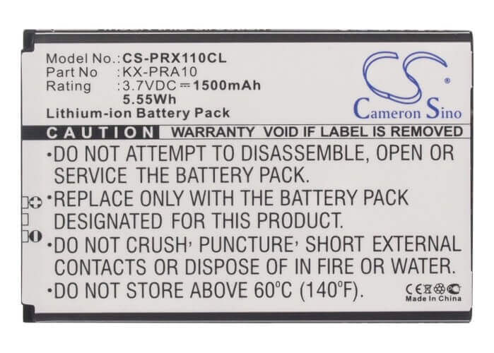 3.7V, Li-ion, 1500mAh, Cordless Phone battery fits Panasonic, Kx-pra10, Kx-prx110, Kx-prx110gw, 5.55Wh Cordless Phone Cameron Sino Technology Limited (Cordless Phone)