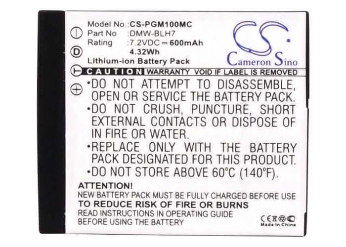 7.2V, Li-ion, 600mAh, Camera battery fits Panasonic, Dmw-blh7, Lumix Dmc-gm1, Lumix Dmc-gm1d, 4.32Wh Camera Cameron Sino Technology Limited (Camera)