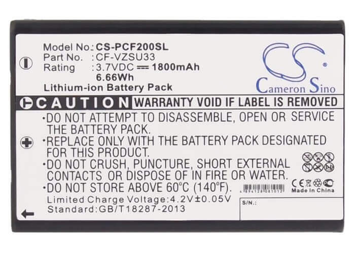 Barcode Scanner Battery For Panasonic Toughbook Cf-p2 3.7v, 1800mah - 6.66wh Barcode Scanner Cameron Sino Technology Limited