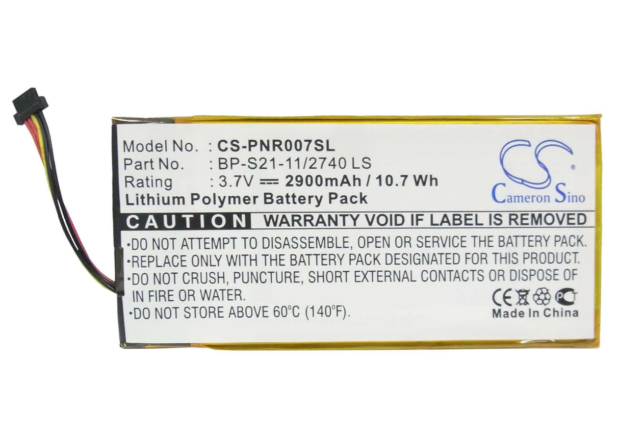 3.7V, Li-Polymer, 2900mAh, E-book, E-reader battery fits Pandigital, Bp-s21-11/2740 Ls, Novel 7, Prd07t20wbl1, 10.73Wh E-book, E-reader Cameron Sino Technology Limited