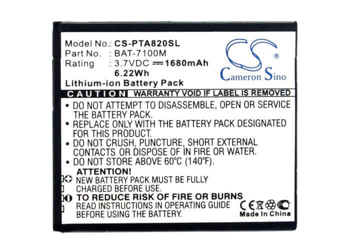 3.7V, Li-ion, 1700mAh, SmartPhone battery fits Sky, Bat-7100m, A800s, A810k, 6.29Wh Mobile, SmartPhone Cameron Sino Technology Limited (Suspended)