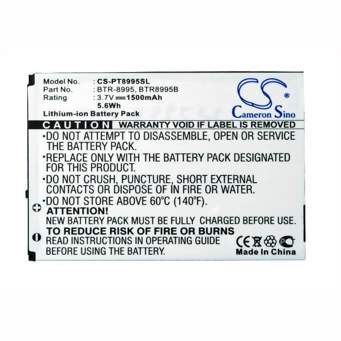 3.7V, Li-ion, 1400mAh, SmartPhone battery fits Verizon, Pantech, Btr-8995, Adr8995, Adr8995vw, 5.18Wh Mobile, SmartPhone Cameron Sino Technology Limited (Suspended)