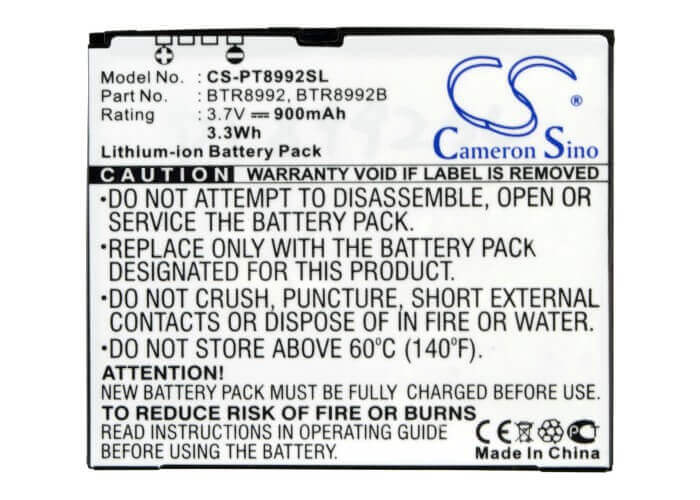 3.7V, Li-ion, 900mAh, SmartPhone battery fits Pantech, Verizon, Btr8992, Cdm8992, Cdm-8992, 3.33Wh Mobile, SmartPhone Cameron Sino Technology Limited (Smartphone)