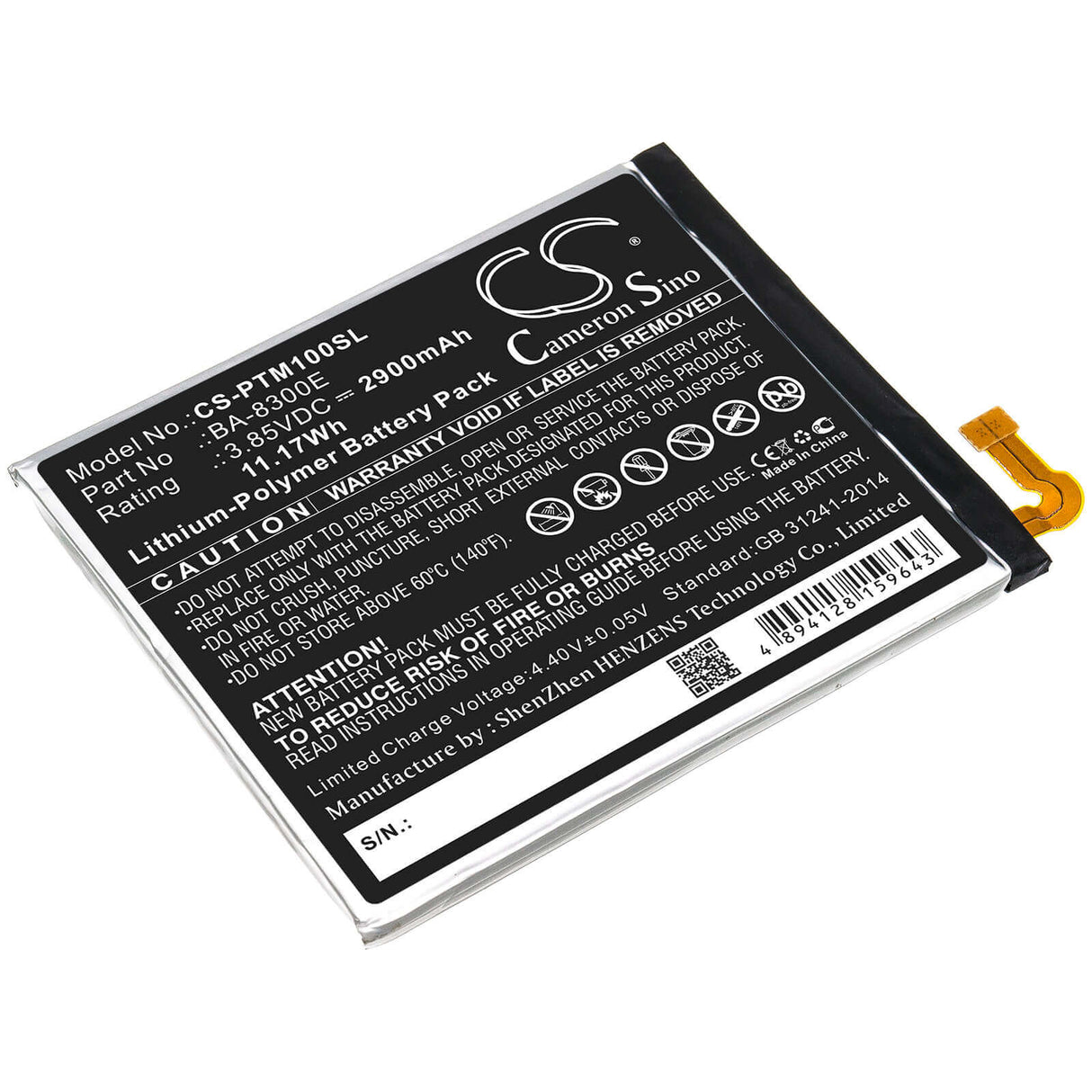 3,85V, Li-Polymère, 2900mAh, batterie de smartphone compatible avec Pantech, Ba-8300e, Im-100, Im-100k, 11,17Wh Mobile, Smartphone Cameron Sino Technology Limited (Smartphone)