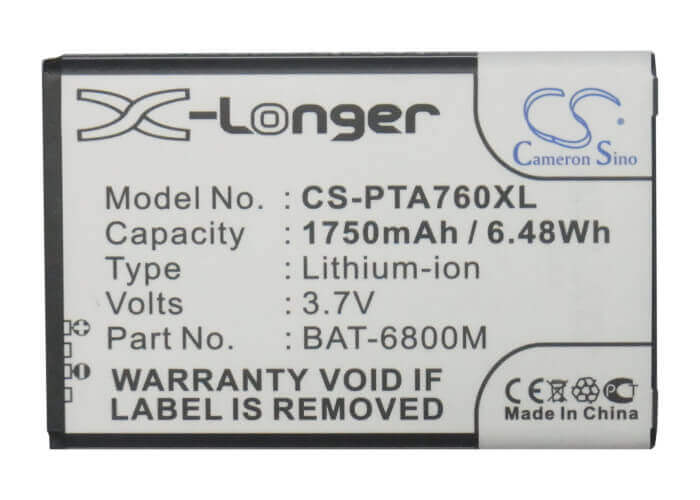 3.7V, Li-ion, 1750mAh, SmartPhone battery fits Sky, Bat-6800m, Im-a760, Im-a760s, 6.48Wh Mobile, SmartPhone Cameron Sino Technology Limited (Suspended)