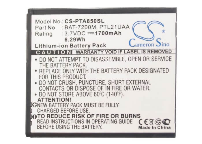 3.7V, Li-ion, 1700mAh, SmartPhone battery fits Pantech, Sky, Bat-7200m, Im-a810s, Im-a830s, 6.29Wh Mobile, SmartPhone Cameron Sino Technology Limited (Suspended)