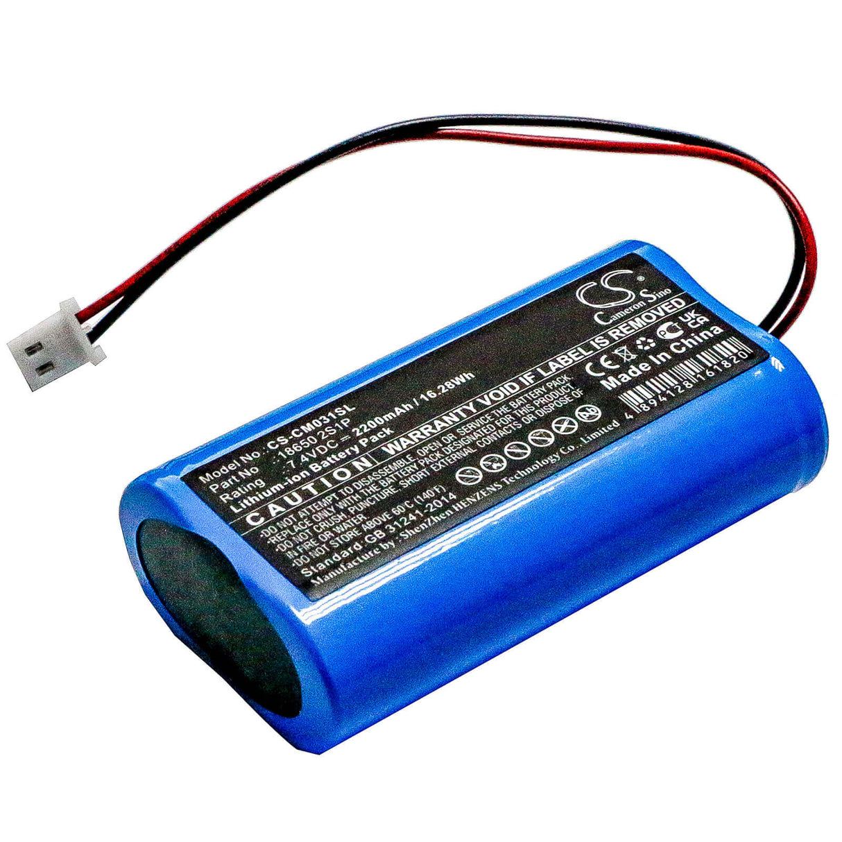 Cameron Sino CS-CM031SL 7.4V 2200mAh Li-ion Battery Pack – 18650 2S1P Rechargeable Battery Pack Cameron Sino Technology Limited