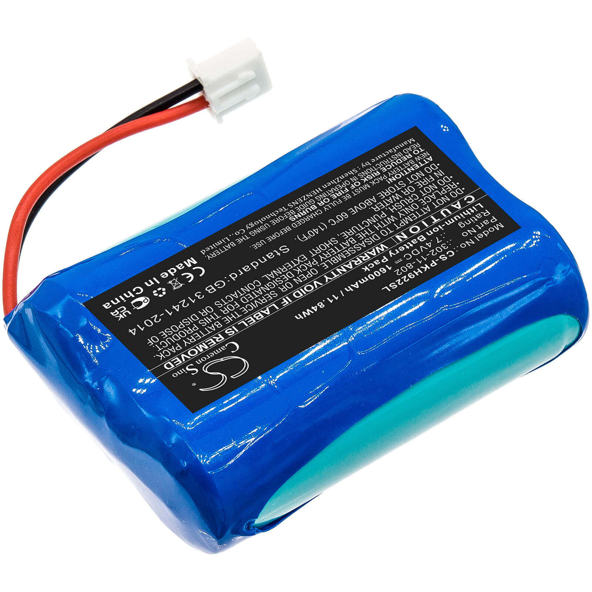 7.4V, Li-ion, 1600mAh, Batterie d'équipement compatible avec Peaktech, 302-11-802, DVB-C, Dvb-c/s/t, 11.84Wh Équipement, Enquête, Test Cameron Sino Technology Limited