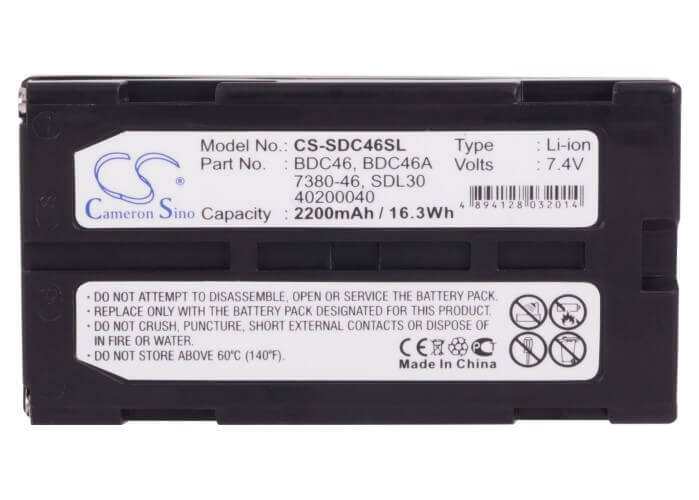 7.4V, Li-ion, 2200mAh, Equipment battery fits Rca, Pentax, Sokkia, 40200040, DA020F, 16.28Wh Equipment, Survey, Test Cameron Sino Technology Limited