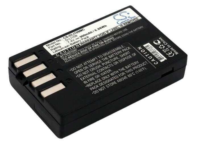 7.4V, Li-ion, 900mAh, Camera battery fits Pentax, D-li109, K2, K-2, 6.66Wh Camera Cameron Sino Technology Limited (Camera)