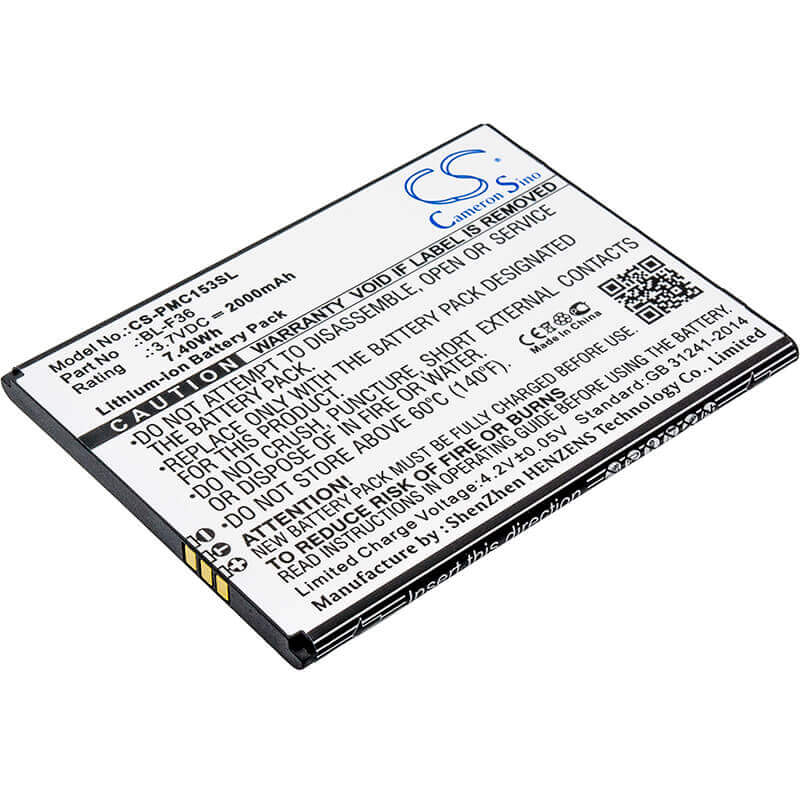 3.7V, Li-ion, 2000mAh, SmartPhone battery fits Phicomm, Bl-f36, C1530l, 7.4Wh Mobile, SmartPhone Cameron Sino Technology Limited (Smartphone)