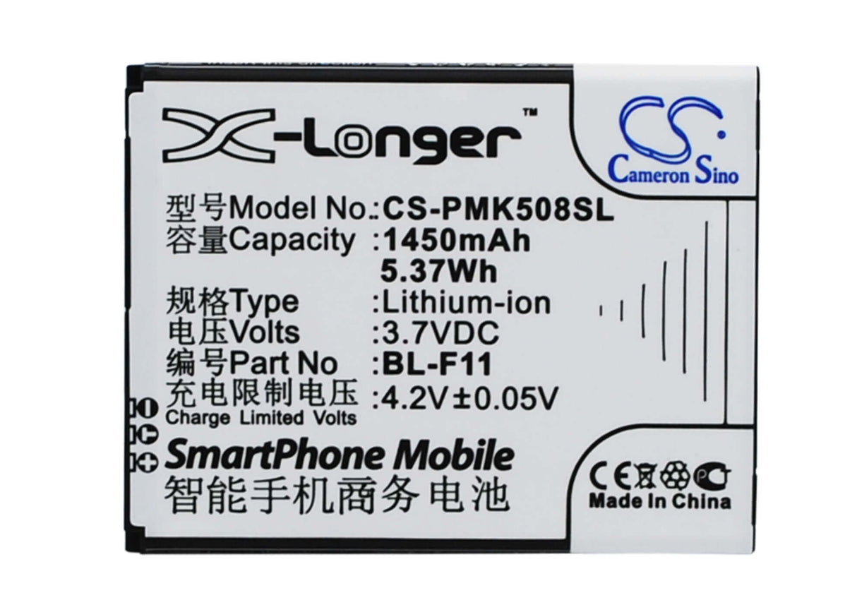 3,7V, Li-ion, 1450mAh, batterie de smartphone compatible avec Phicomm, Bl-f11, F11, I508, 5,37Wh Mobile, SmartPhone Cameron Sino Technology Limited (Suspendu)