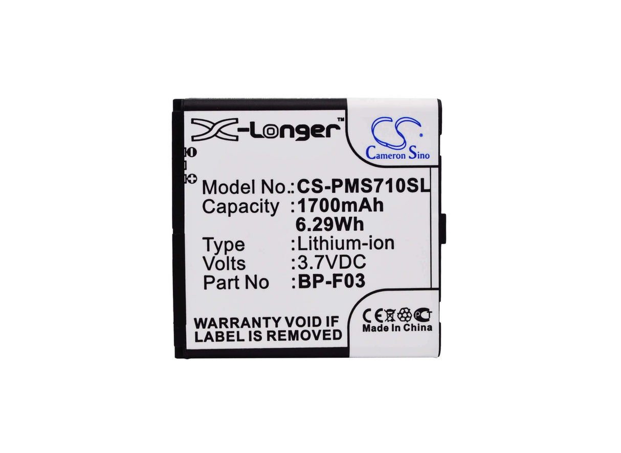 3,7V, Li-ion, 1700mAh, Batterie de smartphone compatible avec Phicomm, Bp-f03, Fws 710, 6,29Wh Mobile, Smartphone Cameron Sino Technology Limited (Suspendu)