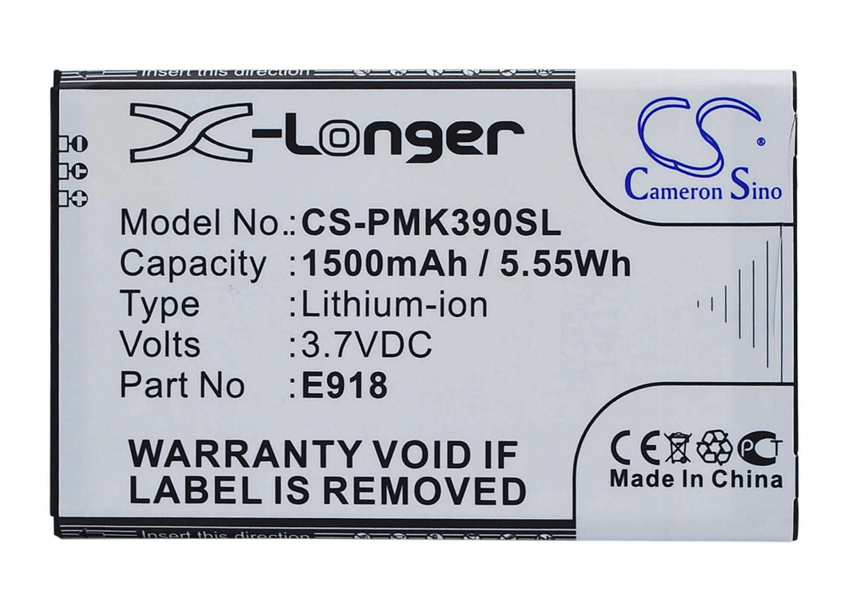 3.7V, Li-ion, 1500mAh, batterie de smartphone compatible avec Phicomm, E918, I310v, K390v, 5.55Wh Mobile, SmartPhone Cameron Sino Technology Limited (Suspendu)