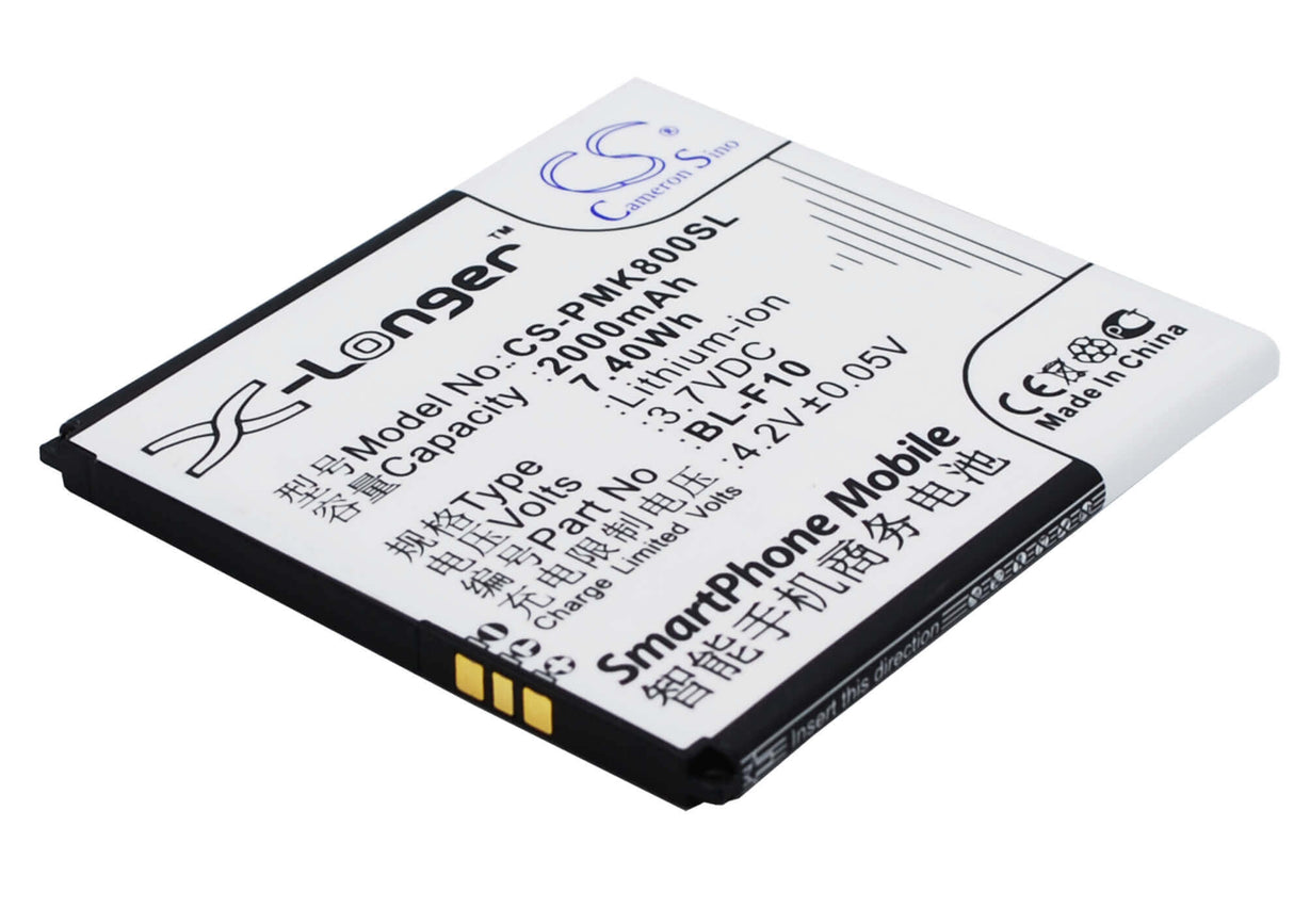 3,7V, Li-ion, 2000mAh, Batterie de smartphone compatible avec Phicomm, Bl-f10, I800, I800dz, 7,4Wh Mobile, Smartphone Cameron Sino Technology Limited (Suspendu)