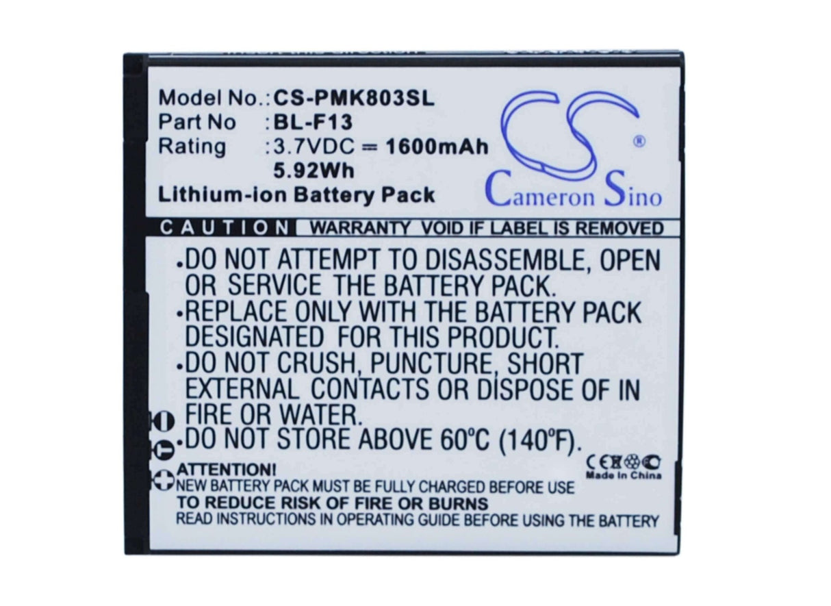 3.7V, Li-ion, 1600mAh, batterie de smartphone compatible avec Phicomm, Bl-f13, I803, 5.92Wh Mobile, SmartPhone Cameron Sino Technology Limited (Suspendu)