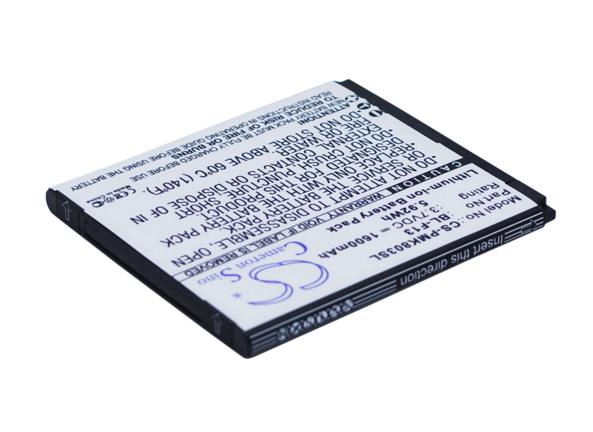 3.7V, Li-ion, 1600mAh, batterie de smartphone compatible avec Phicomm, Bl-f13, I803, 5.92Wh Mobile, SmartPhone Cameron Sino Technology Limited (Suspendu)