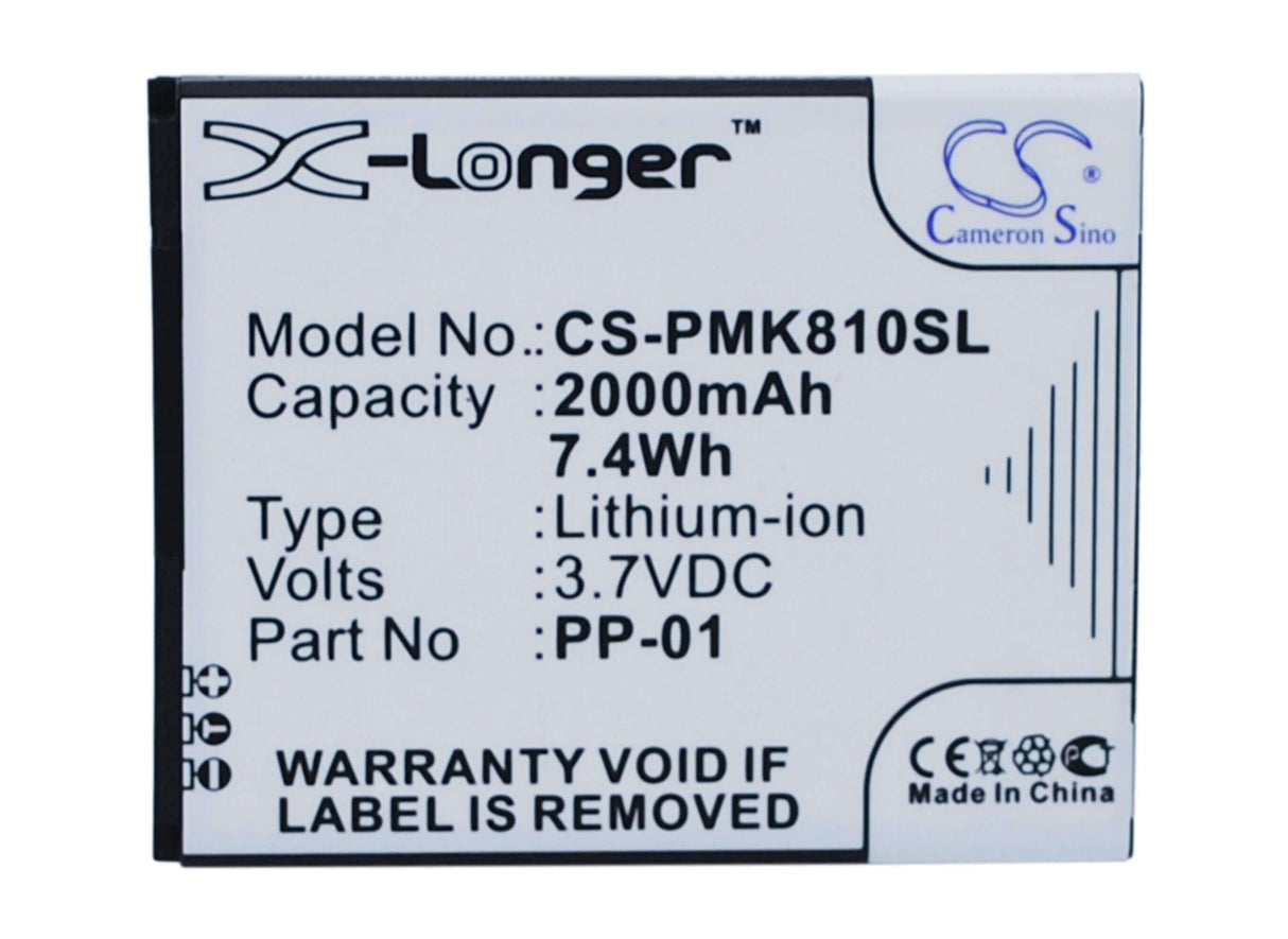 3,7V, Li-ion, 2000mAh, batterie de smartphone compatible avec Phicomm, Pp-01, I810t, 7,4Wh Mobile, SmartPhone Cameron Sino Technology Limited (Suspendu)