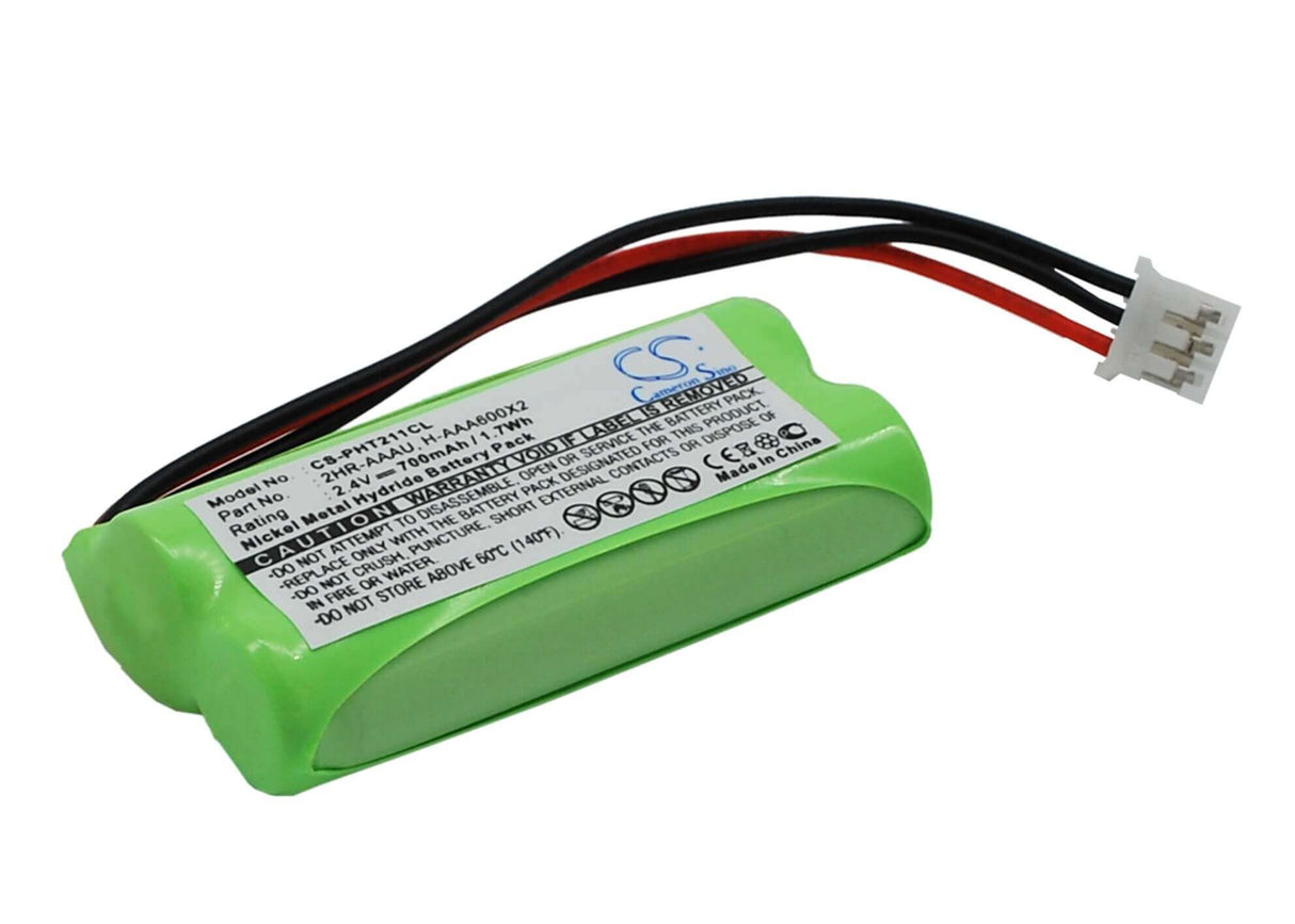 2.4V, Ni-MH, 700mAh, Batterie de téléphone sans fil compatible avec Philips, 2hr-aaau, 215 Quattro, Aleor 300, 1.68Wh Téléphone sans fil Cameron Sino Technology Limited (Téléphone sans fil)