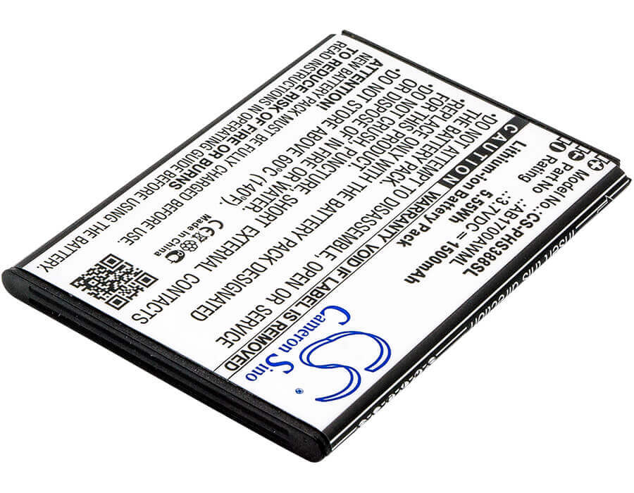 3.7V, Li-ion, 1500mAh, SmartPhone battery fits Philips, Ab1700awml, Cts388, S388, 5.55Wh Mobile, SmartPhone Cameron Sino Technology Limited (Suspended)