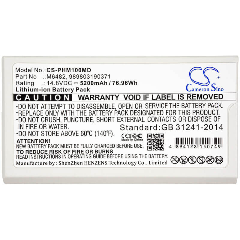 14.8V, Li-ion, 5200mAh, Medical battery fits Philips, 989503190371, Defibrillator Dfm100, Defibrillator Dfm-100, 76.96Wh Medical Cameron Sino Technology Limited (Medical)