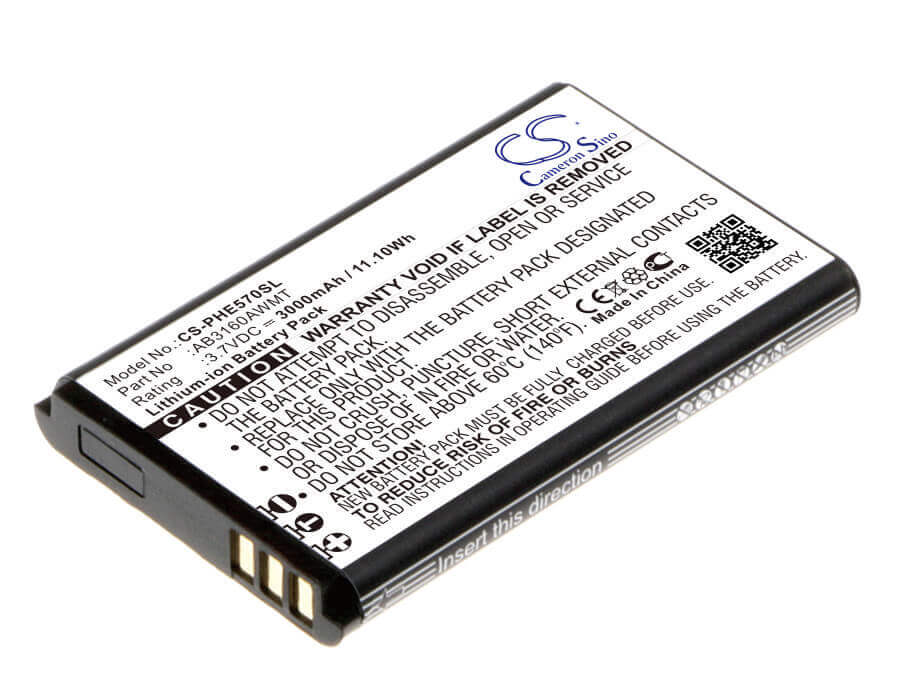 3.7V, Li-ion, 3000mAh, SmartPhone battery fits Philips, Ab3160awmt, E570, E571, 11.1Wh Mobile, SmartPhone Cameron Sino Technology Limited (Smartphone)