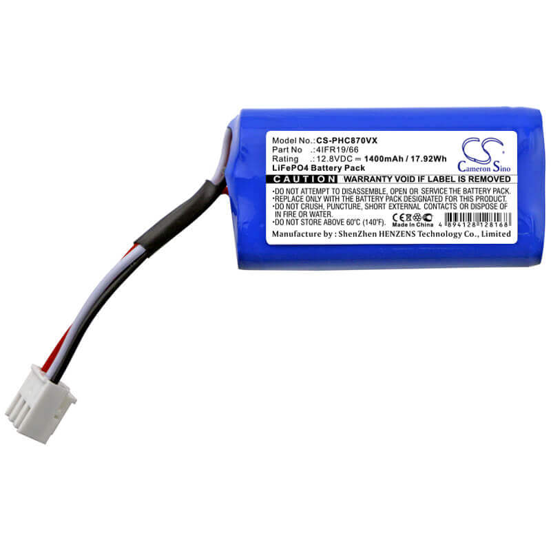 12.8V, LiFePO4, 1400mAh, Vacuum battery fits Severin Chill, Philips, Fc8603, Fc8700, Fc8705, 17.92Wh Vacuum Cameron Sino Technology Limited