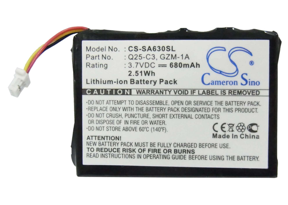 3.7V, Li-ion, 680mAh, Media Player battery fits Philips, Gzm-1a, Gogear Hdd6330 30gb, 2.52Wh Media Player Cameron Sino Technology Limited