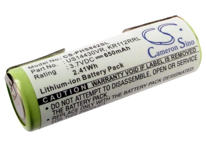3.7V, Li-ion, 650mAh, Shaver battery fits Philips, Kr112rrl, Hs8420, Hs8420/23, 2.41Wh Shaver Cameron Sino Technology Limited