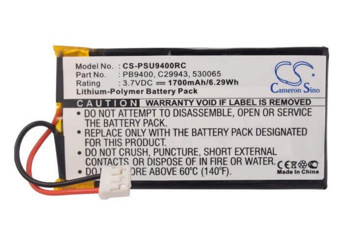 3.7V, Li-Polymer, 1700mAh, Remote Control battery fits Philips, Pronto Tsu9300, Pronto Tsu-9300, Pronto Tsu9400, 6.29Wh Remote Control Cameron Sino Technology Limited