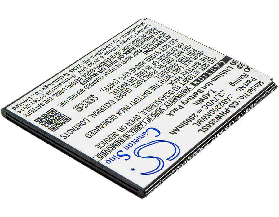 3.7V, Li-ion, 2000mAh, SmartPhone battery fits Philips, Ab2200awml, W3500, W3509, 7.4Wh Mobile, SmartPhone Cameron Sino Technology Limited (Smartphone)