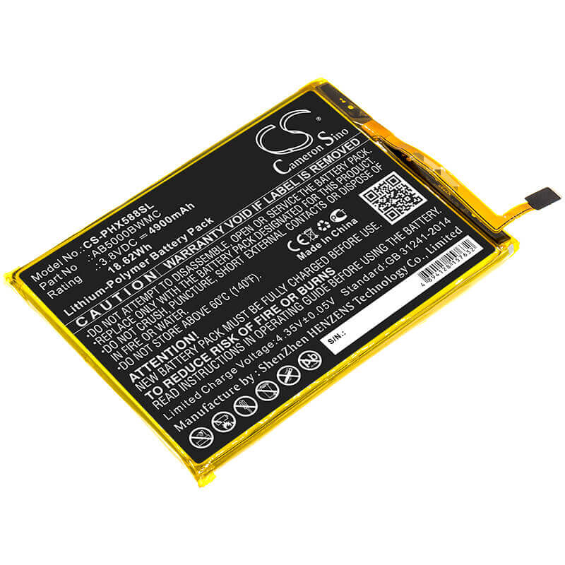 3,8V, Li-Polymère, 4900mAh, batterie de smartphone compatible avec Philips, Ab5000bwmc, Xenium Cts386, Xenium Ctx588, 18,62Wh Mobile, SmartPhone Cameron Sino Technology Limited (Smartphone)