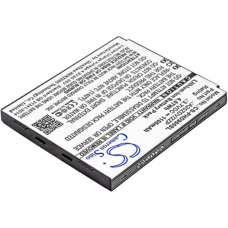 3.7V, Li-ion, 1100mAh, batterie SmartPhone compatible avec Philips, A20zdv/2zp, Xenium D900, 4.07Wh Mobile, SmartPhone Cameron Sino Technology Limited (Suspendu)
