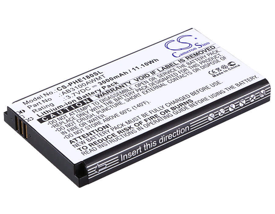 3.7V, Li-ion, 3000mAh, SmartPhone battery fits Philips, Ab3100awmc, Cte180bk, Cte180bk/00, 11.1Wh Mobile, SmartPhone Cameron Sino Technology Limited (Smartphone)