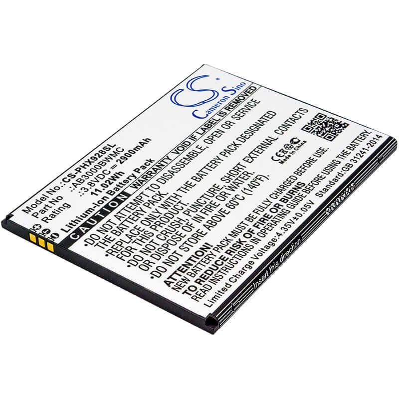 3.8V, Li-ion, 2900mAh, SmartPhone battery fits Philips, Ab3000bwmc, Xenium I928, 11.02Wh Mobile, SmartPhone Cameron Sino Technology Limited (Suspended)