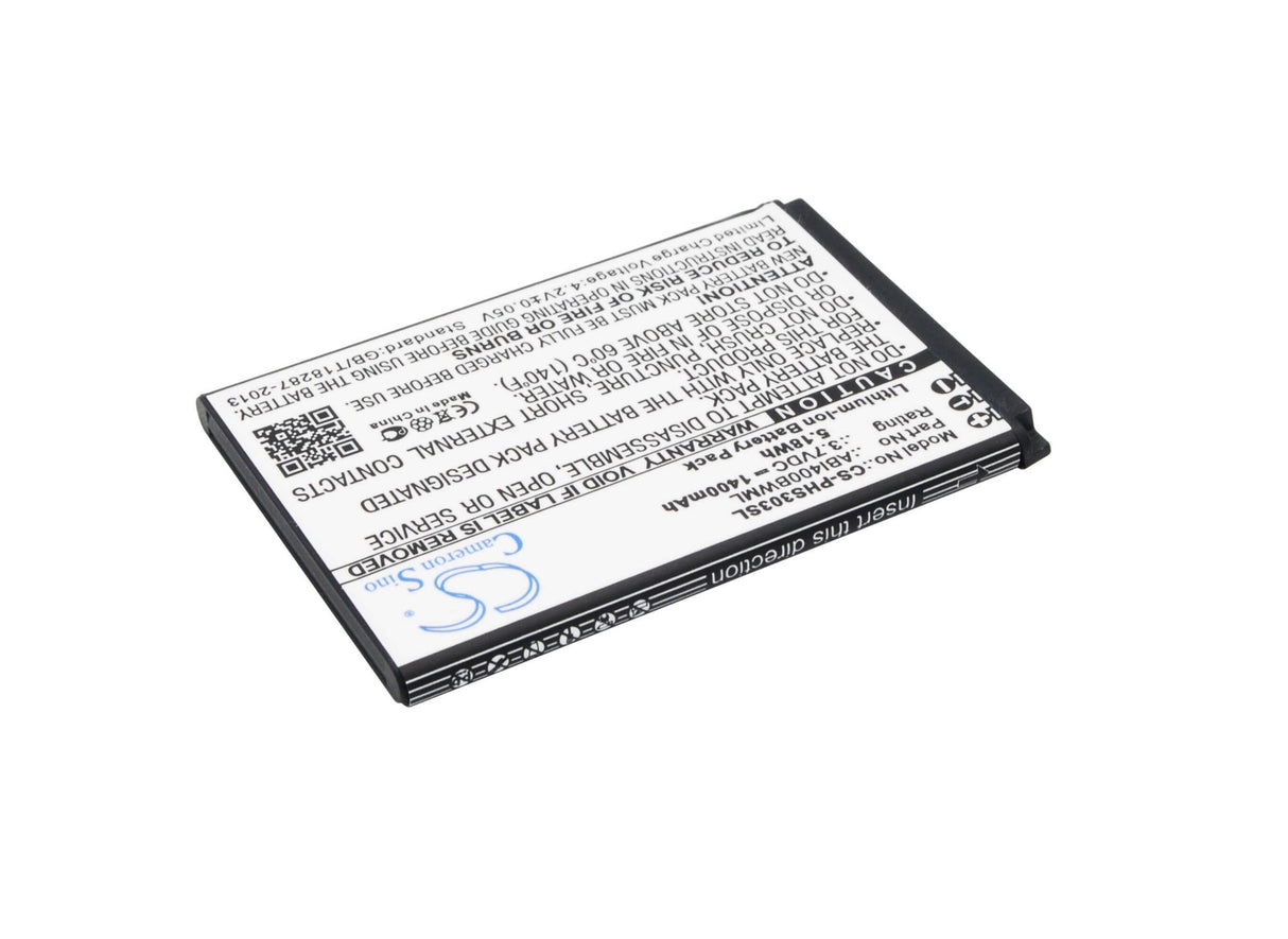 3.7V, Li-ion, 1400mAh, SmartPhone battery fits Philips, Abi400bwml, Xenium S301, Xenium S308, 5.18Wh Mobile, SmartPhone Cameron Sino Technology Limited (Suspended)