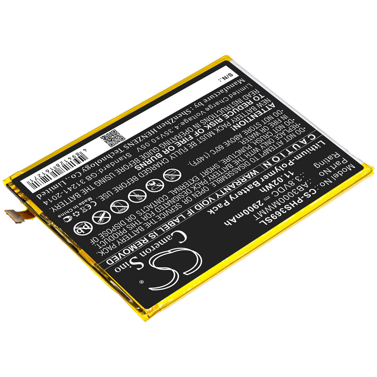 3.8V, Li-Polymer, 2900mAh, batterie SmartPhone compatible avec Philips, Ab3000mwmt, Xenium S369, 11.02Wh Mobile, SmartPhone Cameron Sino Technology Limited (Smartphone)
