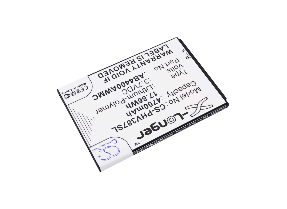 3.7V, Li-Polymer, 4700mAh, SmartPhone battery fits Philips, Ab4400awmc, Xenium V387, 17.39Wh Mobile, SmartPhone Cameron Sino Technology Limited (Smartphone)