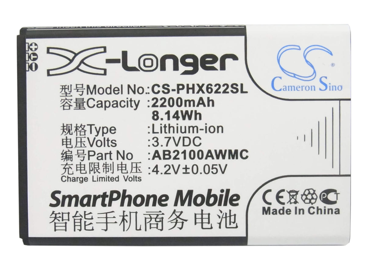 3.7V, Li-ion, 2200mAh, SmartPhone battery fits Philips, Ab2100awmc, V726, W632, 8.14Wh Mobile, SmartPhone Cameron Sino Technology Limited (Smartphone)