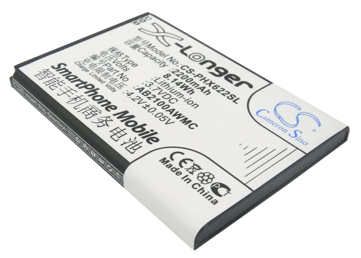 3.7V, Li-ion, 2200mAh, SmartPhone battery fits Philips, Ab2100awmc, V726, W632, 8.14Wh Mobile, SmartPhone Cameron Sino Technology Limited (Smartphone)
