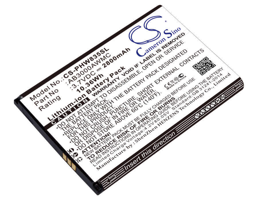 3.7V, Li-ion, 2800mAh, SmartPhone battery fits Philips, Ab3000awmc, Xenium W8355, 10.36Wh Mobile, SmartPhone Cameron Sino Technology Limited (Smartphone)