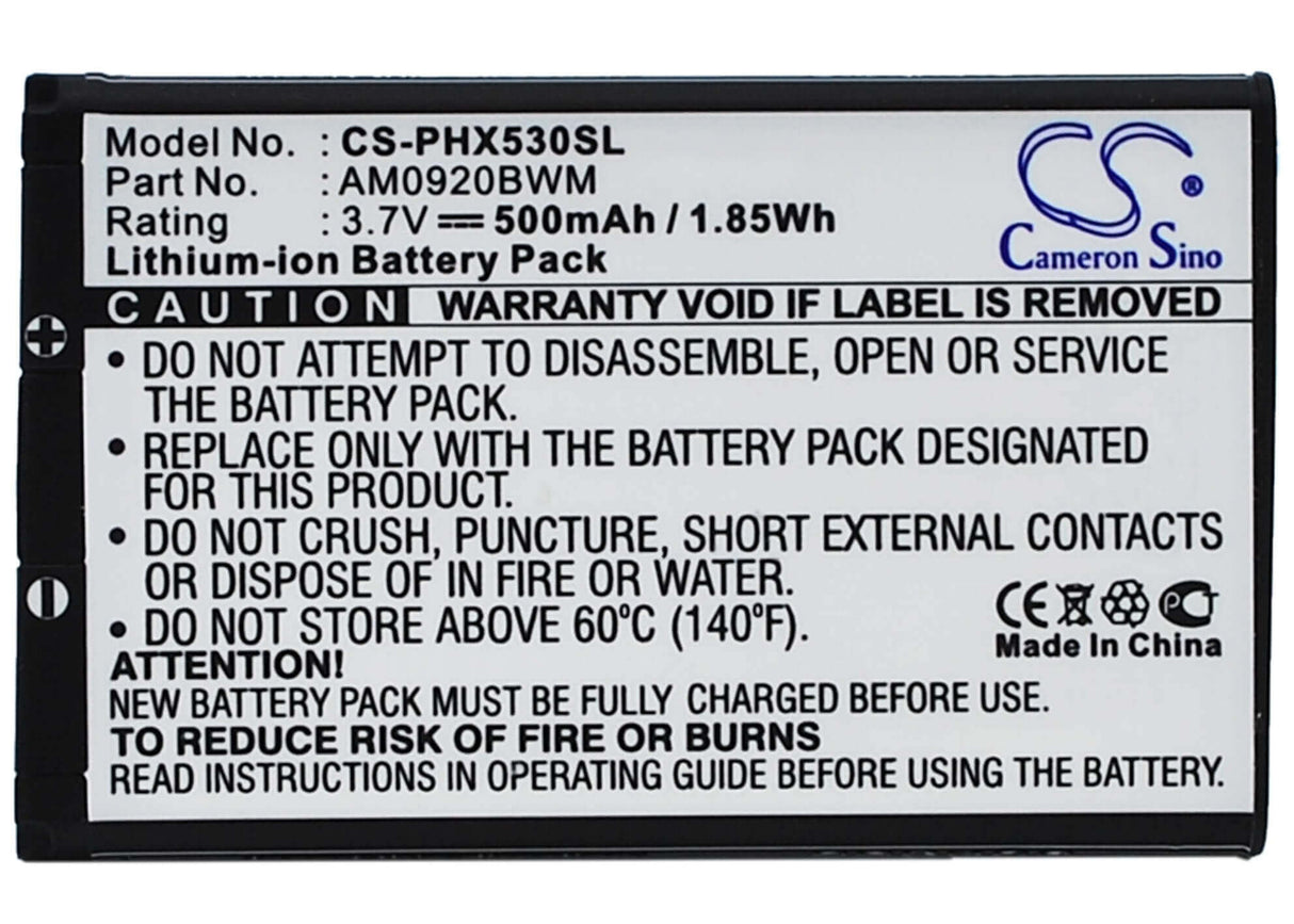 3.7V, Li-ion, 500mAh, SmartPhone battery fits Philips, Ab0890cwm, 9@9q, 9a9q, 1.85Wh Mobile, SmartPhone Cameron Sino Technology Limited (Smartphone)